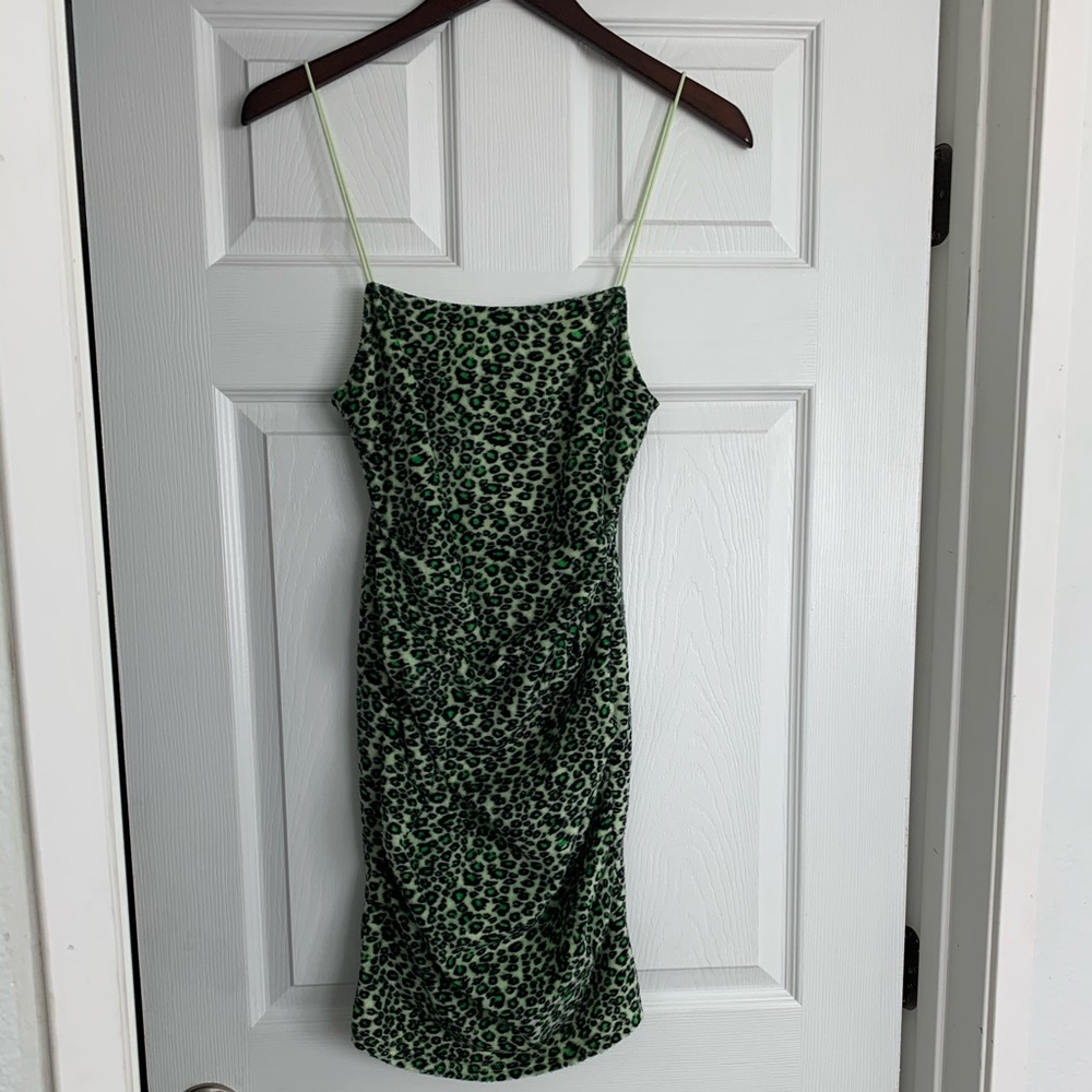 PRINCESS POLLY GREEN CHEETAH PRINT DRESS